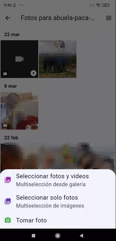 Subida de fotos y vídeos desde el móvil