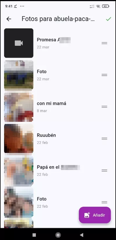 Ordenar fotos y añadir textos descriptivos